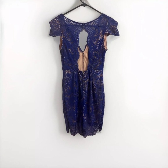 Hello Molly Dark Blue Bodycon Lace Dress Sz 12 - Picture 2 of 8